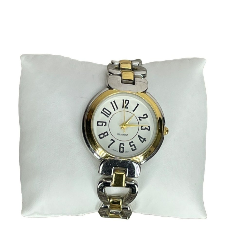 Silver Gold Tone With White Dial Womens Fashion Watch
